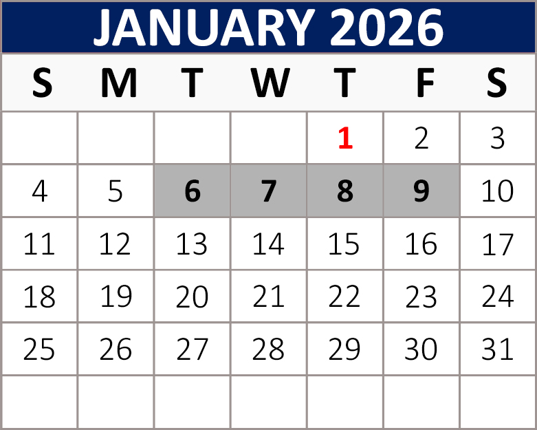 January 2026 Makeup Block Calendar
