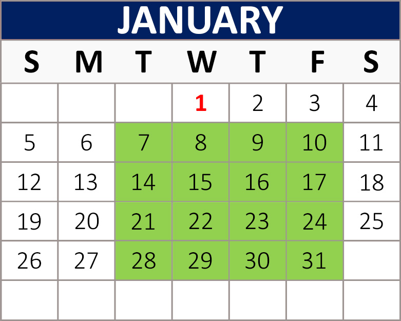 January Block Calendar