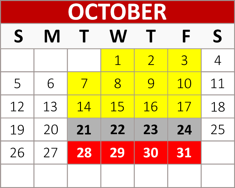 October Block Calendar