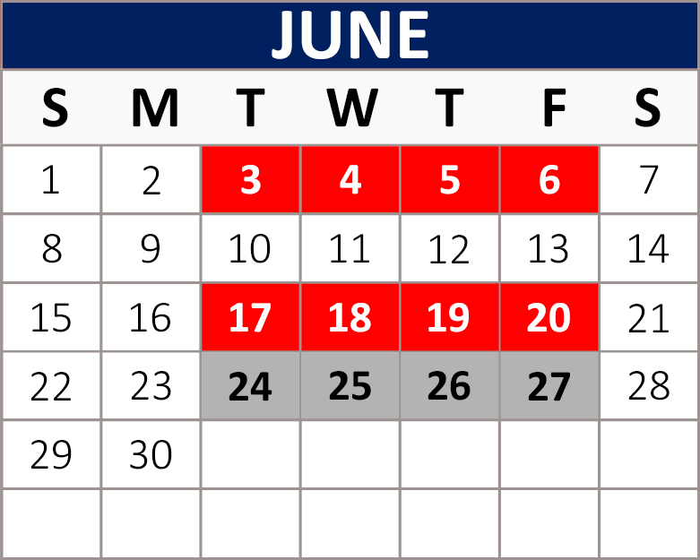 June Block Calendar